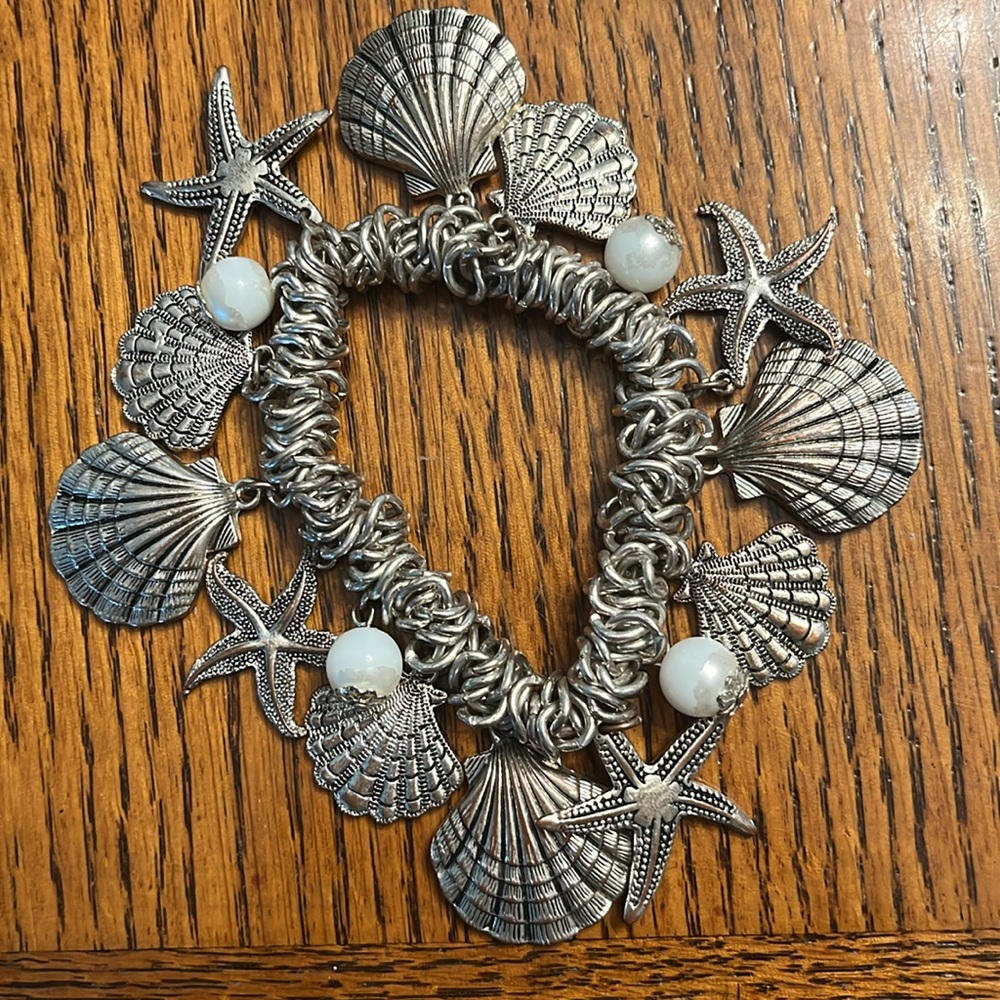 Silver Seashell Charm Bracelet